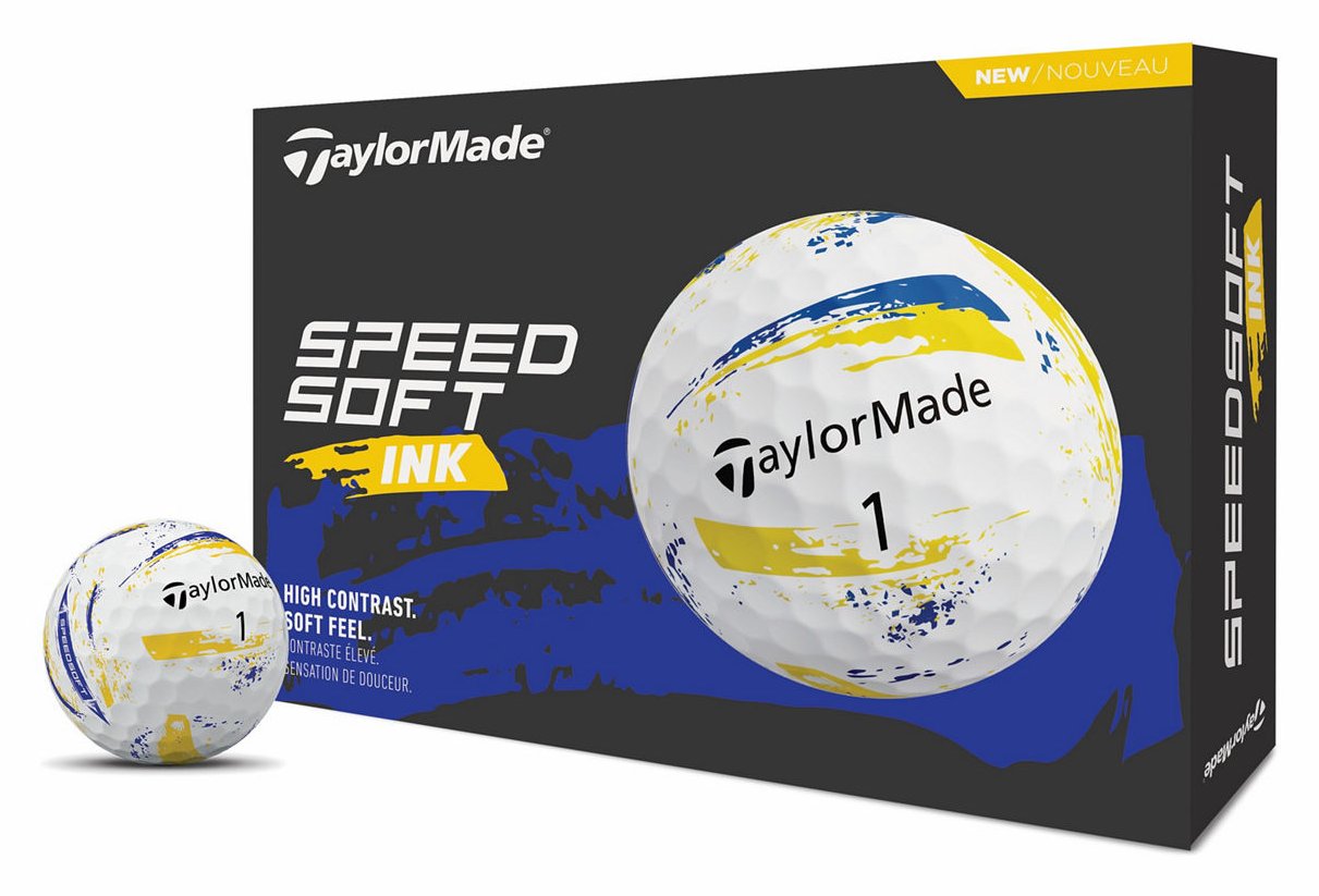 TaylorMade SpeedSoft Ink palline da golf, gialle/blu