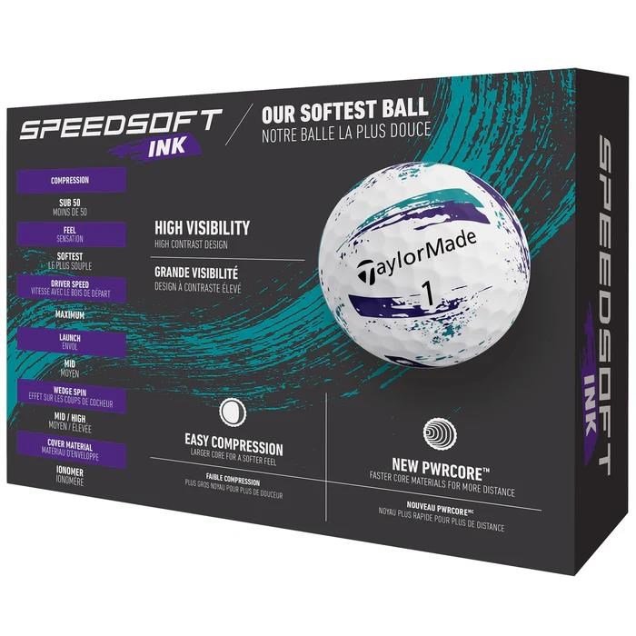 TaylorMade SpeedSoft Ink palline da golf, viola/teal