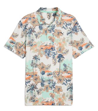 Puma Cloudspun Palm polo da uomo, warm white/mint jelly/melon glow