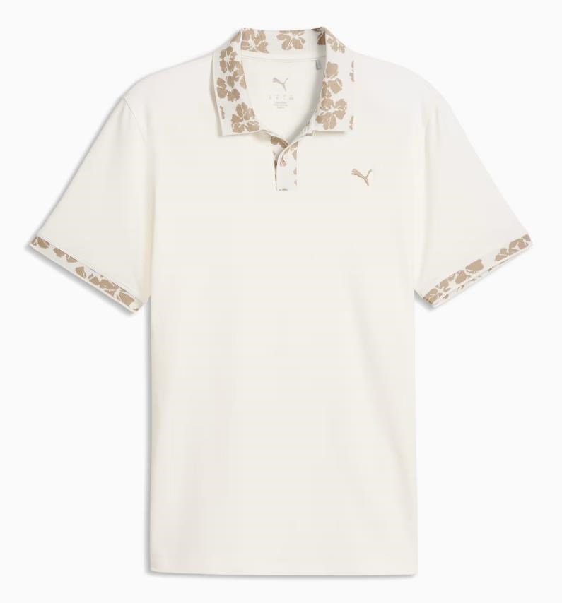 Puma Modalon Floral Rib polo uomo, warm white/ice coffee