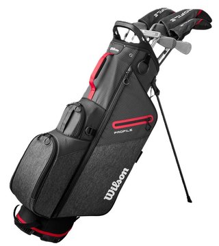 Wilson Profile set golf da uomo (acciaio), MRH + borsa stand, nero/rosso/argento