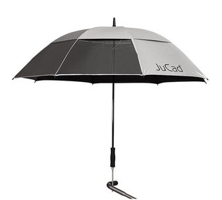 JuCad telescopic ombrello da golf 68" quadrato e antivento con 2 finestre di visione con pin, argento (protezione UV)