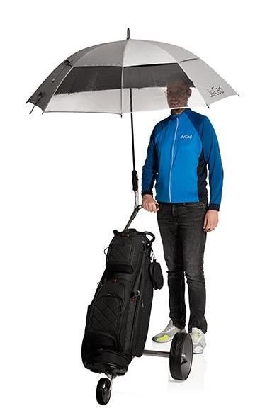 JuCad telescopic ombrello da golf 68" quadrato e antivento con 2 finestre di visione con pin, argento (protezione UV)