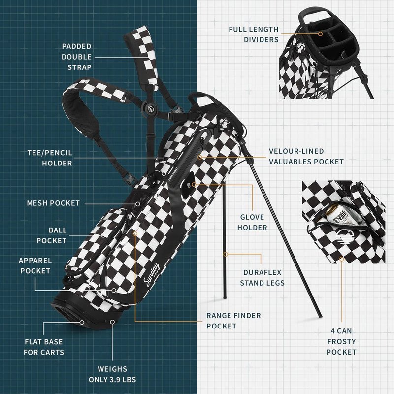 Sunday Golf El Camino pencil bag, nero/bianco checker