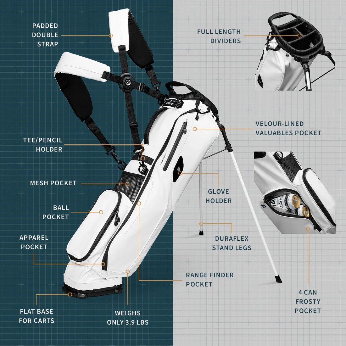 Sunday Golf El Camino S-Class pencil bag, bianco