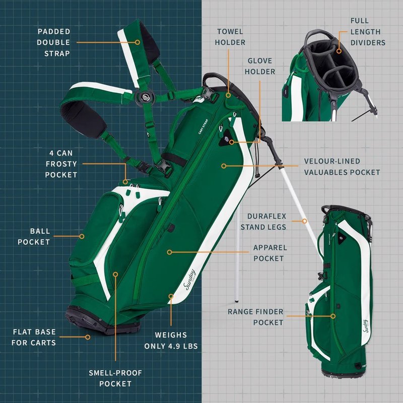 Sunday Golf Ryder stand bag, evergreen