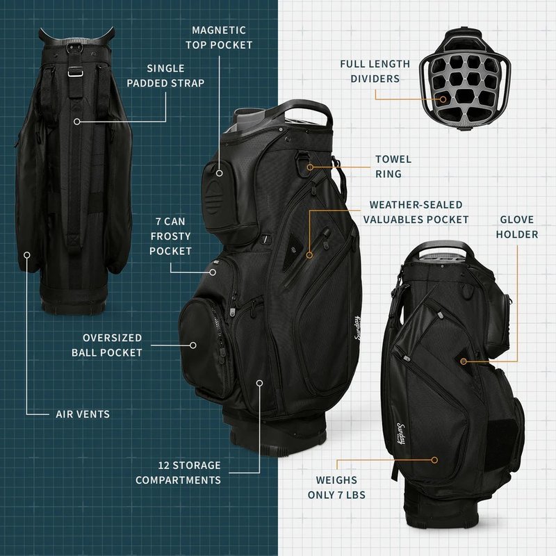 Sunday Golf Big Rig cart bag, nero opaco