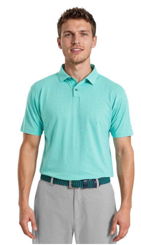FootJoy Modernist Geo Pique polo da uomo, blue reef/sea glass