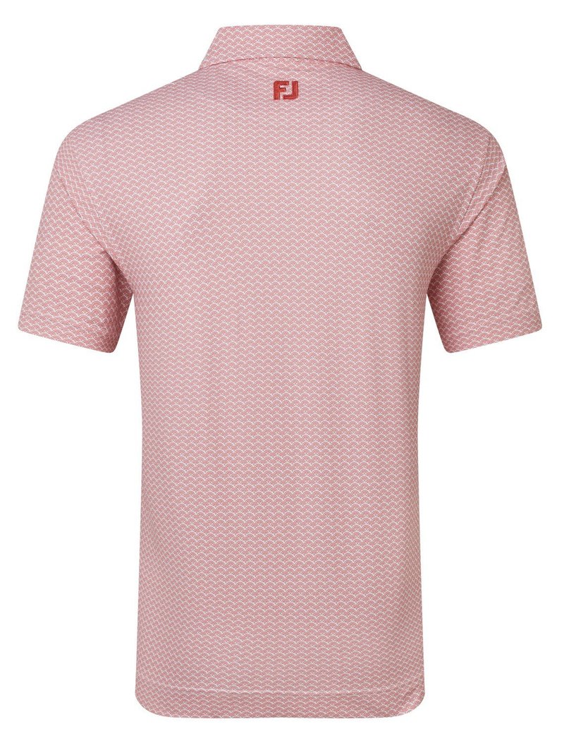 FootJoy Scallop Geo Pique polo da uomo, nantucket red