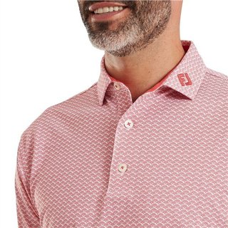 FootJoy Scallop Geo Pique polo da uomo, nantucket red