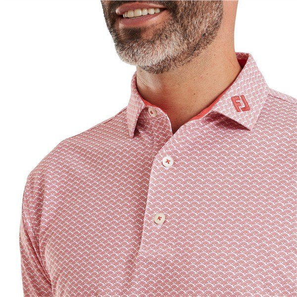 FootJoy Scallop Geo Pique polo da uomo, nantucket red
