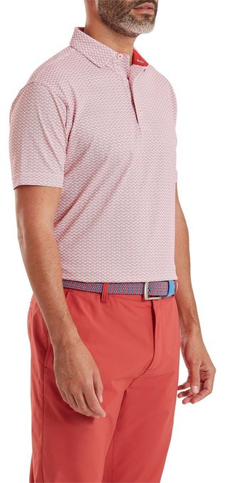 FootJoy Scallop Geo Pique polo da uomo, nantucket red