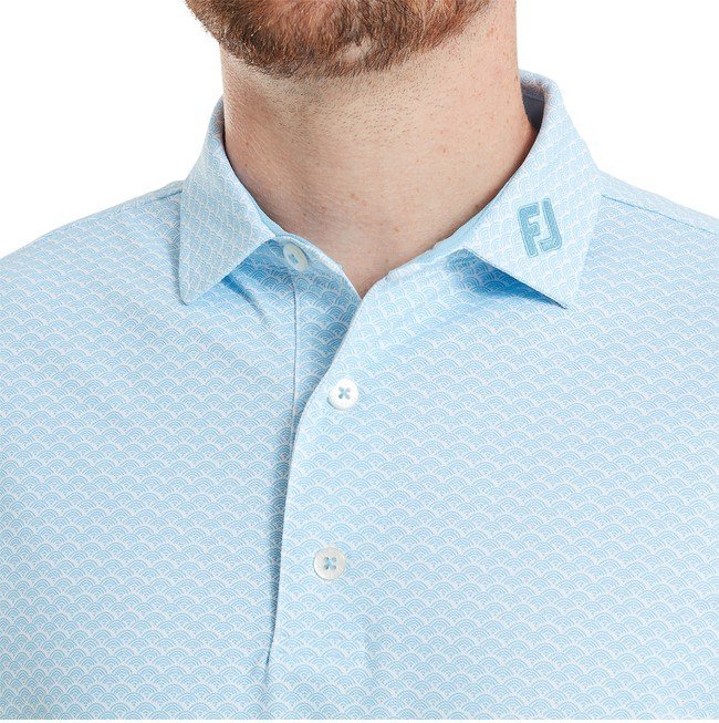 FootJoy Scallop Geo Pique polo uomo, blue reef