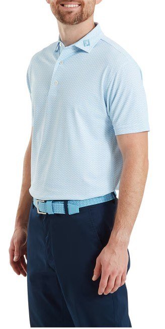 FootJoy Scallop Geo Pique polo uomo, blue reef