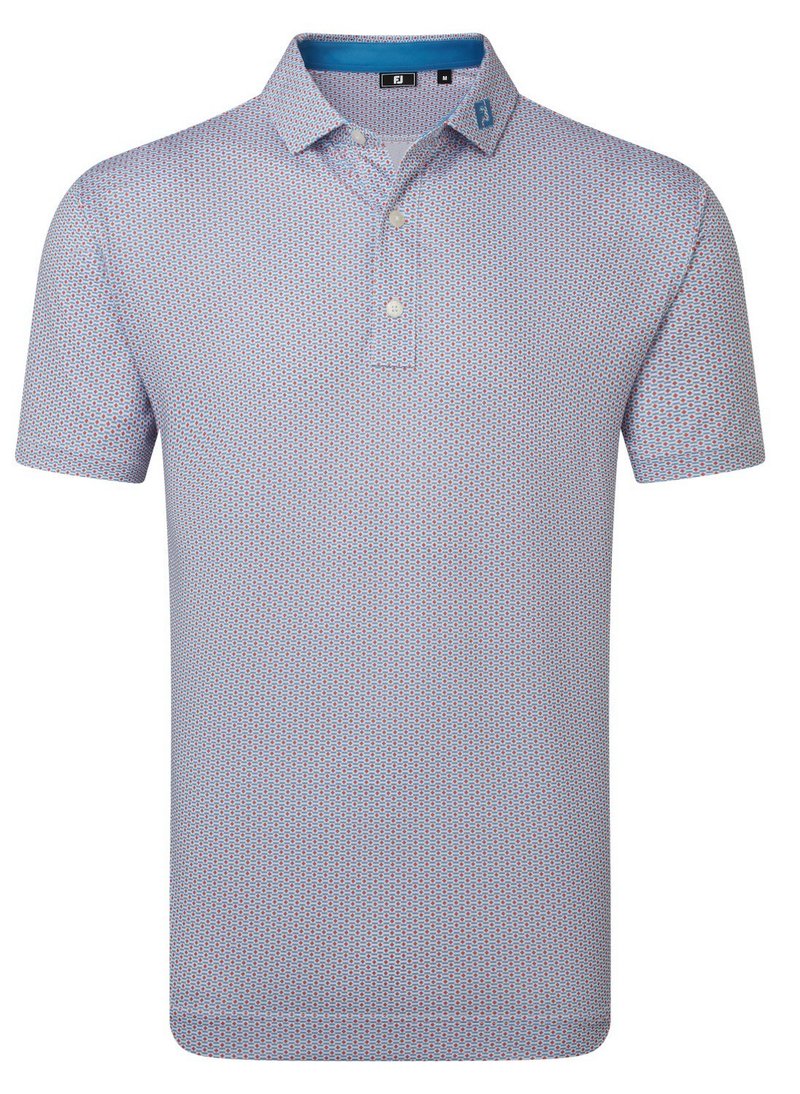 FootJoy Nautical Flag Print Lisle polo da uomo, nantucket red/coastal blue