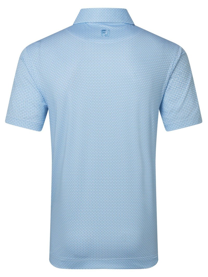 FootJoy Nautical Flag Print Lisle polo uomo, blue reef/deep reef