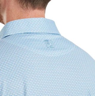 FootJoy Nautical Flag Print Lisle polo uomo, blue reef/deep reef
