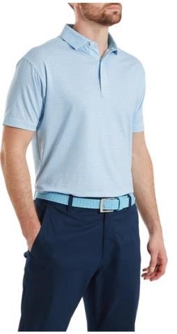 FootJoy Nautical Flag Print Lisle polo uomo, blue reef/deep reef