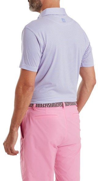 FootJoy Nautical Flag Print Lisle polo uomo, pink pop/vivid violet