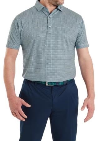 FootJoy Nautical Flag Print Lisle polo da uomo, field green/navy