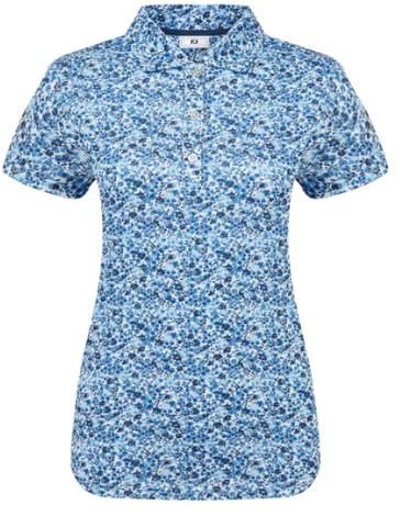 FootJoy Cap Sleeve Lisle polo da donna, navy floral print