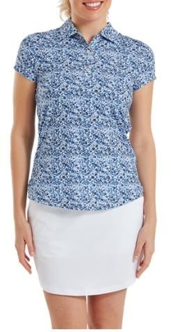 FootJoy Cap Sleeve Lisle polo da donna, navy floral print