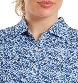 FootJoy Cap Sleeve Lisle polo da donna, navy floral print