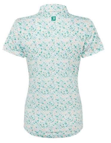 FootJoy Cap Sleeve Lisle polo da donna, tile blue floral print