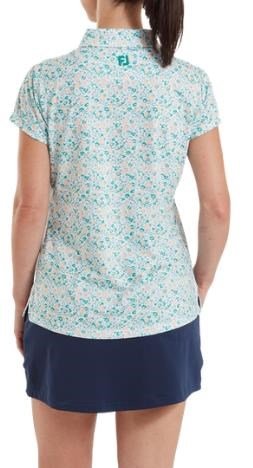 FootJoy Cap Sleeve Lisle polo da donna, tile blue floral print