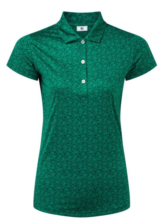 FootJoy Painted Floral Cap Sleeve polo da donna, field green
