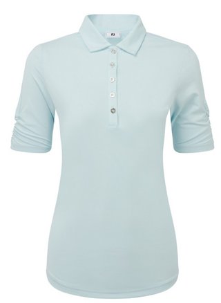 FootJoy Half Sleeve Ruched Lisle polo da donna, glacial blue