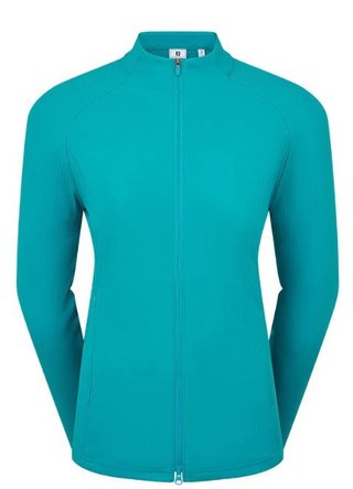 FootJoy Full-Zip Rib Midlayer felpa da donna, tile blue