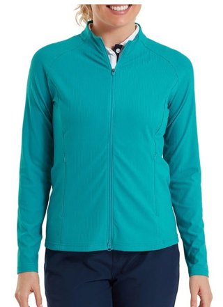 FootJoy Full-Zip Rib Midlayer felpa da donna, tile blue