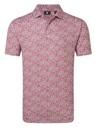 FootJoy Meadow Print Lisle polo da uomo, nantucket red/hambray/coastal blue