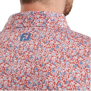 FootJoy Meadow Print Lisle polo da uomo, nantucket red/hambray/coastal blue