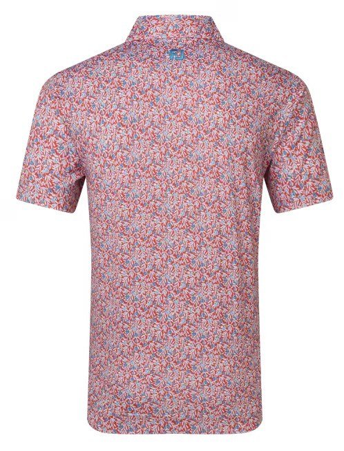 FootJoy Meadow Print Lisle polo da uomo, nantucket red/hambray/coastal blue