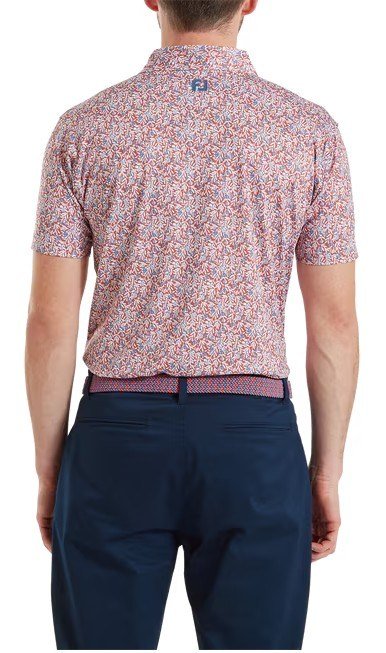 FootJoy Meadow Print Lisle polo da uomo, nantucket red/hambray/coastal blue