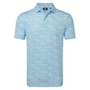 FootJoy Meadow Print Lisle polo da uomo, blue reef/sea glass/deep reef