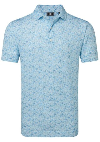 FootJoy Meadow Print Lisle polo da uomo, blue reef/sea glass/deep reef