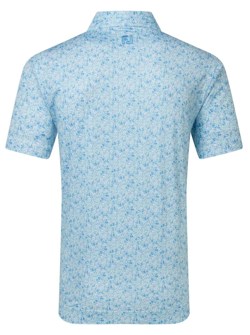 FootJoy Meadow Print Lisle polo da uomo, blue reef/sea glass/deep reef