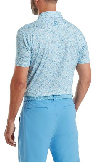 FootJoy Meadow Print Lisle polo da uomo, blue reef/sea glass/deep reef