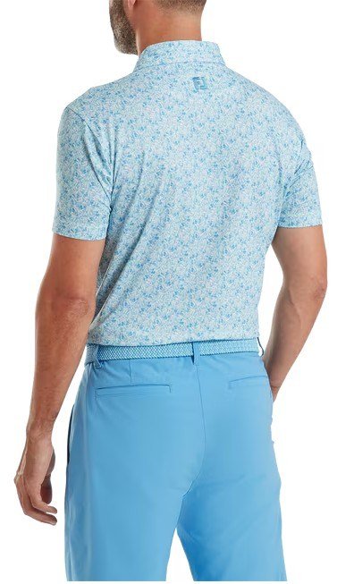 FootJoy Meadow Print Lisle polo da uomo, blue reef/sea glass/deep reef