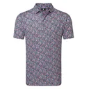 FootJoy Meadow Print Lisle polo da uomo, nero/vivid violet/pink pop