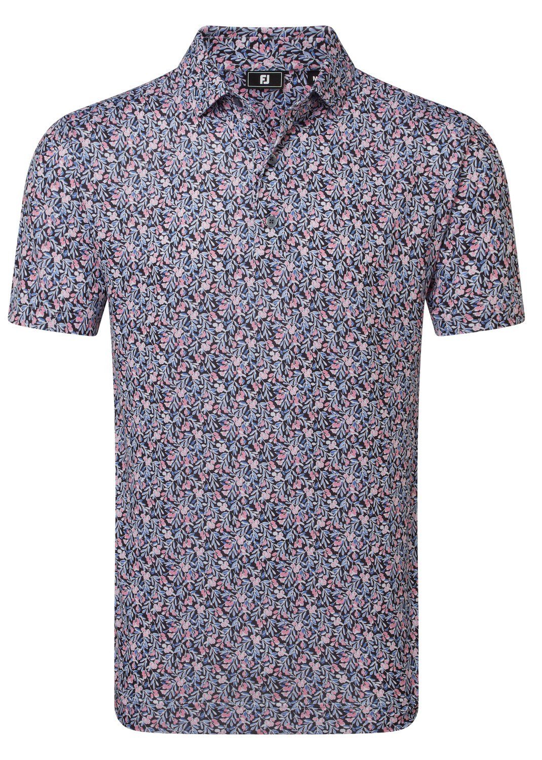 FootJoy Meadow Print Lisle polo da uomo, nero/vivid violet/pink pop
