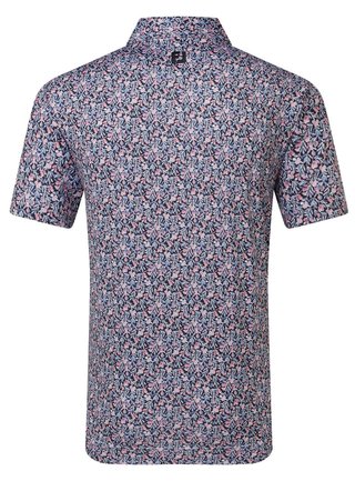 FootJoy Meadow Print Lisle polo da uomo, nero/vivid violet/pink pop