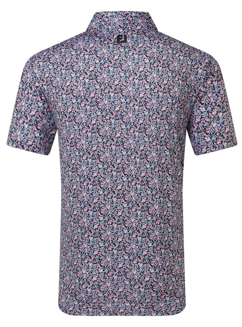 FootJoy Meadow Print Lisle polo da uomo, nero/vivid violet/pink pop