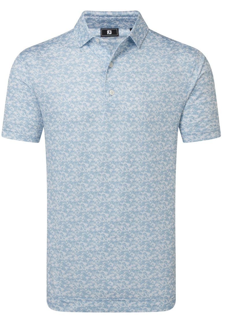 FootJoy Hidden Palm Print Lisle polo da uomo, chambray/white