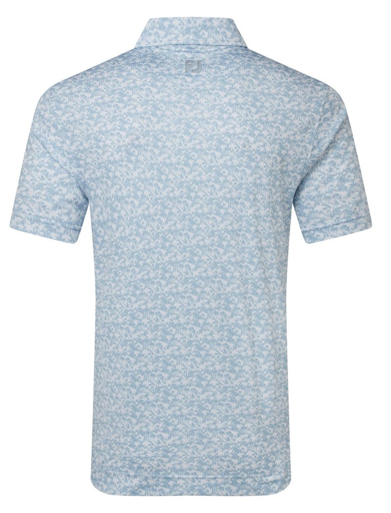 FootJoy Hidden Palm Print Lisle polo da uomo, chambray/white