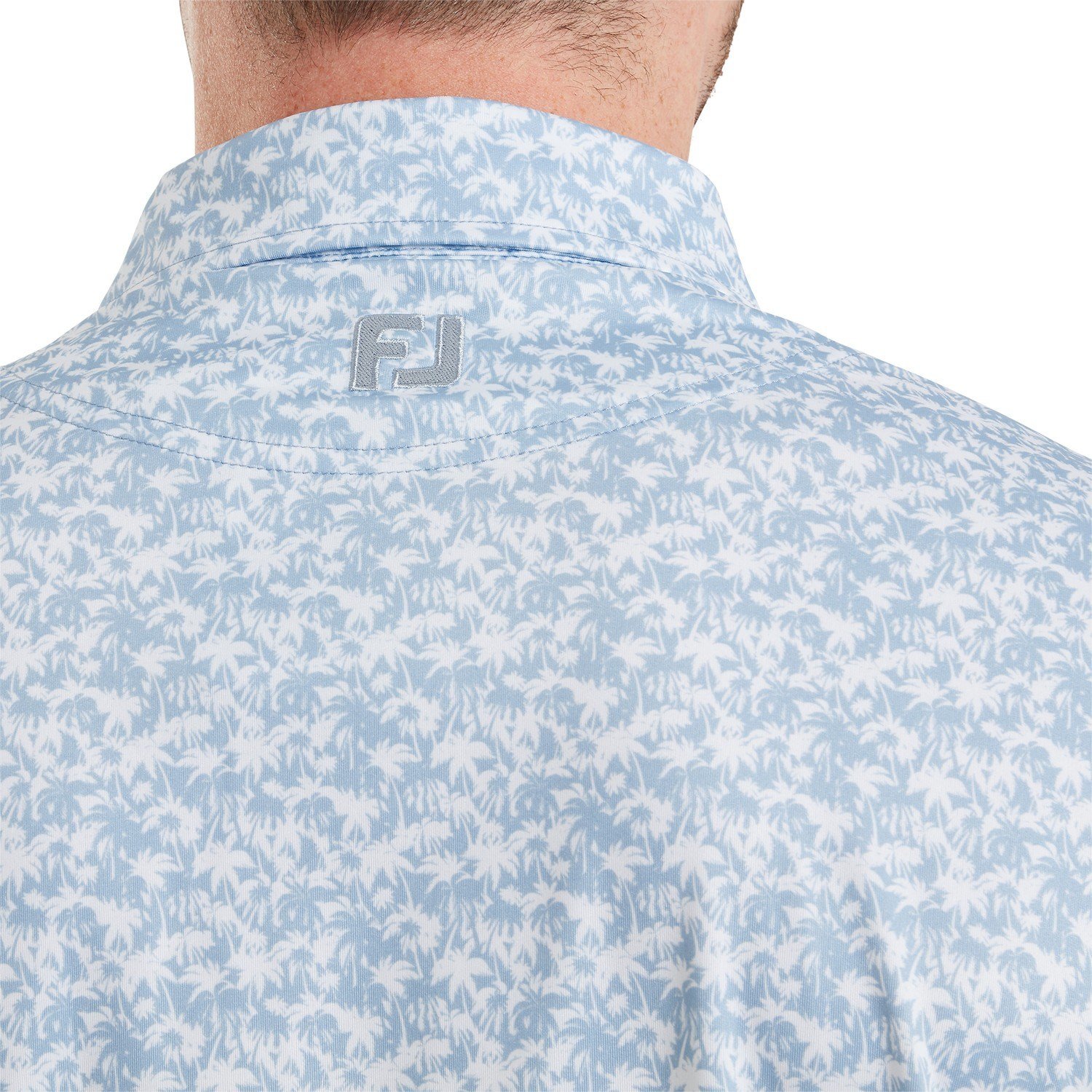 FootJoy Hidden Palm Print Lisle polo da uomo, chambray/white
