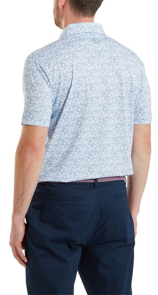 FootJoy Hidden Palm Print Lisle polo da uomo, chambray/white